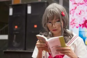 a Girl reading manga