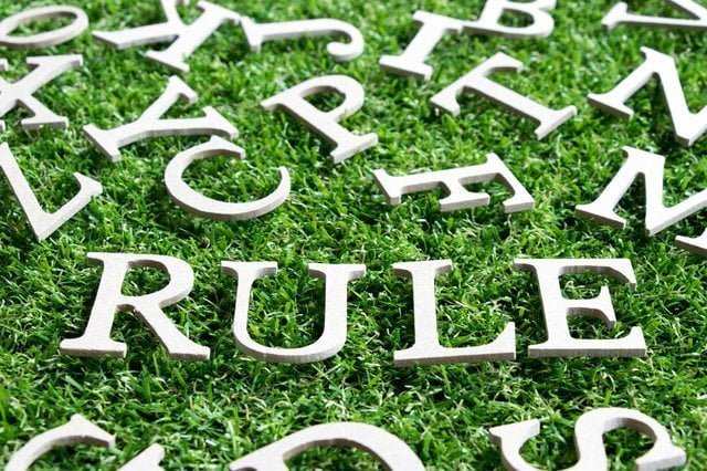 芝生の上にあるルールの文字