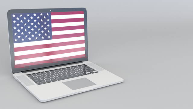 パソコンに映る国旗