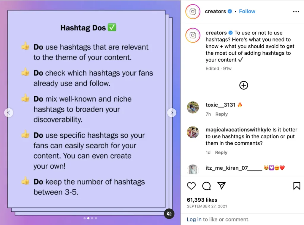 【インスタSEO】5つのポイントとエンゲージメントを高めるコツ インスタグラムの投稿画面