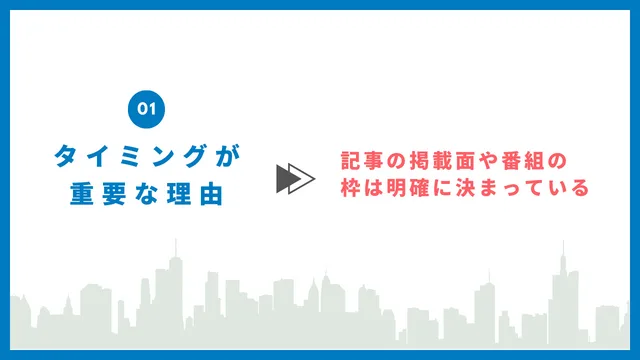 プレスリリース　タイミング　重要性