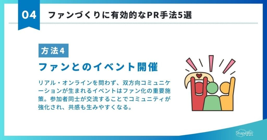 ファンづくりに有効的なPR手法5選　④ファンとのイベント開催＿インフォグラフィック