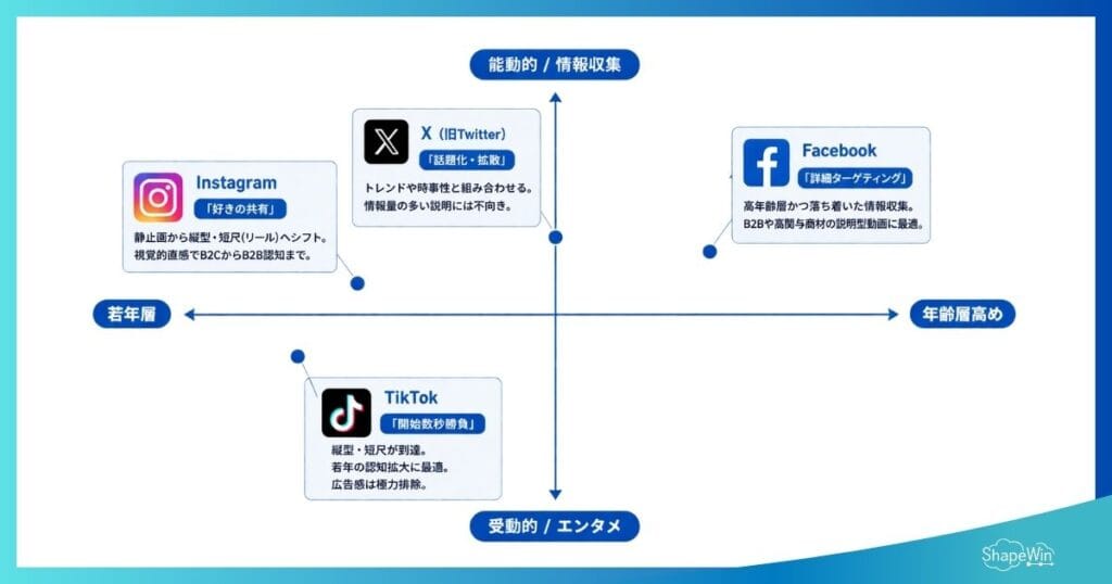 SNS動画広告の種類と特徴＿インフォグラフィック